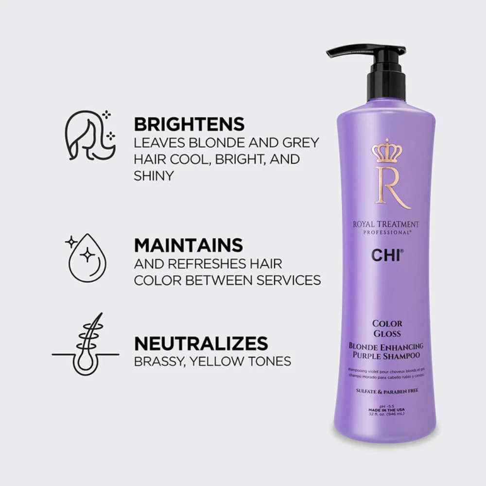 CHI Royal Treatment Color Gloss Blonde Enhancing Purple Shampoo 32oz - Image 2