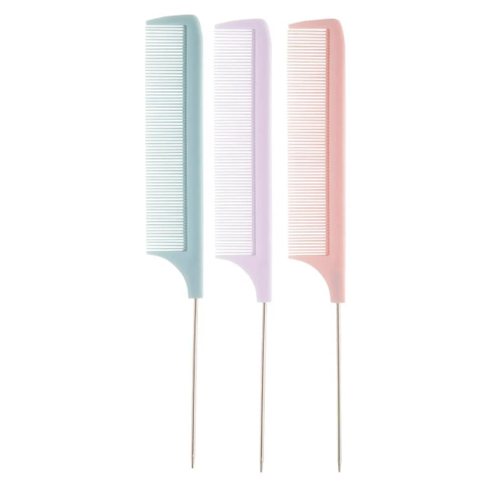 Diane Assorted Pastel Rat Tail Combs - 12ct