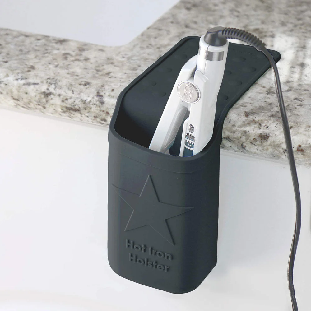 Hot Iron Holster | Black | Adhesive-Free Silicone Storage Pocket for Organization and Travel | Heat Resistant to 500°F | Ideal for Curling Irons, Hair Straighteners, and Other Hot Tools - Image 6