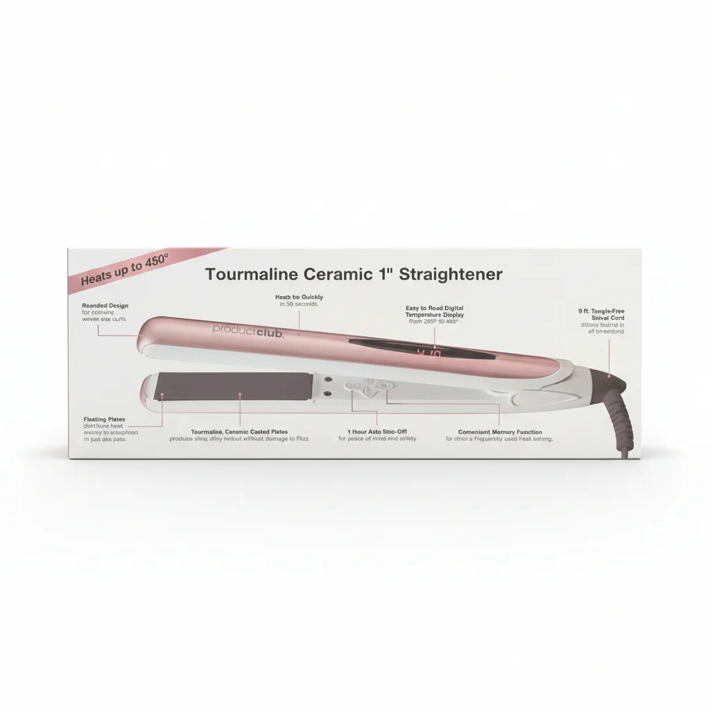 Product Club Tourmaline Ceramic 1” Straightener Flat Iron – Rose Gold - Image 3