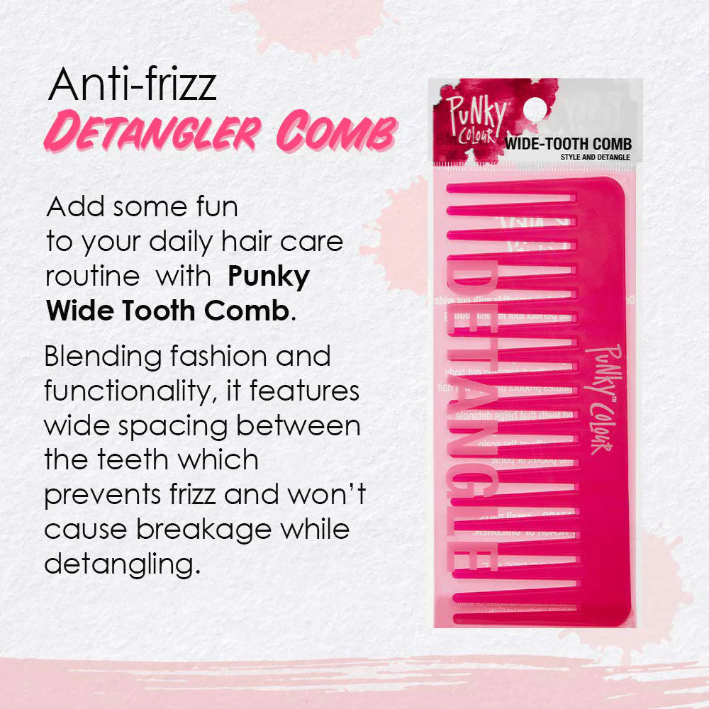 Punky Colour Wide Tooth Comb - Pink - Image 4